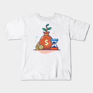 Stock of coin, plant of money and hourglasses cartoon Kids T-Shirt